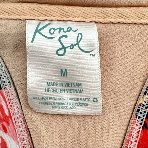 Kona Sol Women’s Tropical Print Bikini Top with Tie Size Medium - Picture 7 of 12